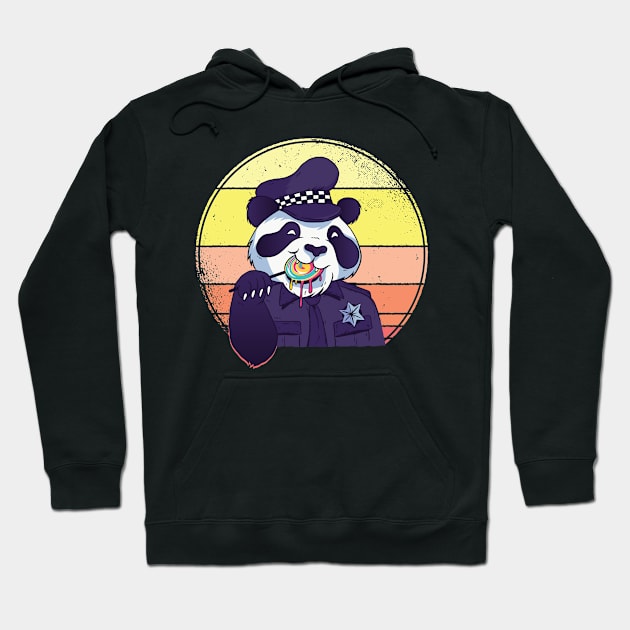 Panda Bear Policeman Lollipop Retro Hoodie by tobzz